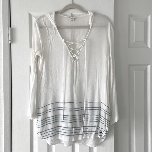 Billabong white gauze tunic hooded top - Picture 1 of 4